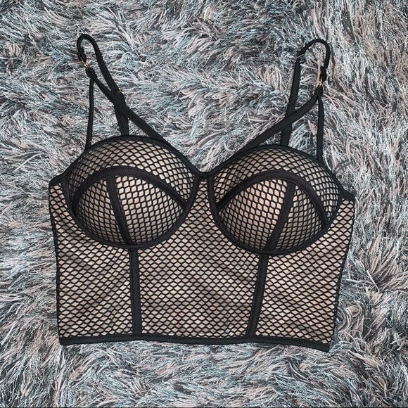 Tops - Bustier Top Sz Small Black/Tan